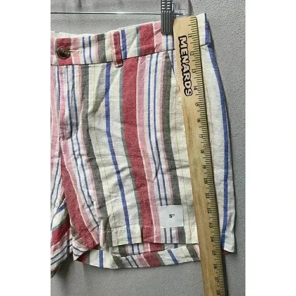 Old Navy Womens Sz 12 Everyday Short Multi Color Striped Linen Blend Boho Casual - Picture 4 of 9